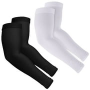2 Pairs UV Sun Protection Arm Sleeves for Men & Women - UPF 50 Sports Compression Cooling Sleeve,Black+White