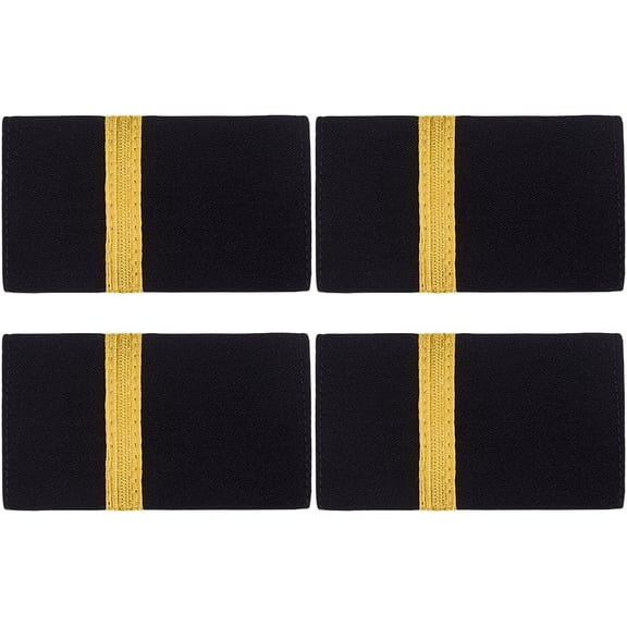 2 Pairs Uniform Bars Airline Pilot Epaulets with Stripes One Bar Captain Shoulder Boards Insignia Sliders