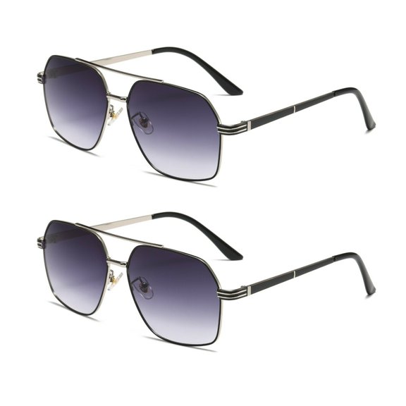 2 Pairs Unisex Retro Aviator Pilot Fashion Classic Sunglasses for Men Women Driving