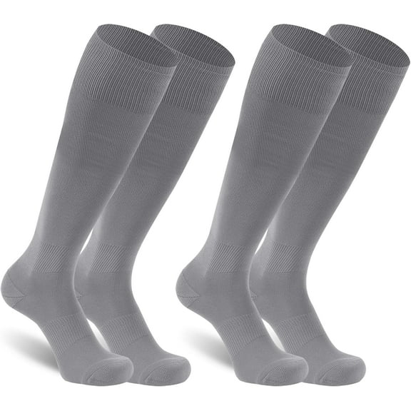 2 Pairs Unisex Soccer Socks, Knee High Solid Baseball Football Sports Team Socks