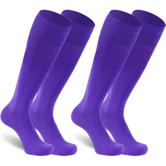 2 Pairs Unisex Soccer Socks, Knee High Solid Baseball Football Sports Team Socks