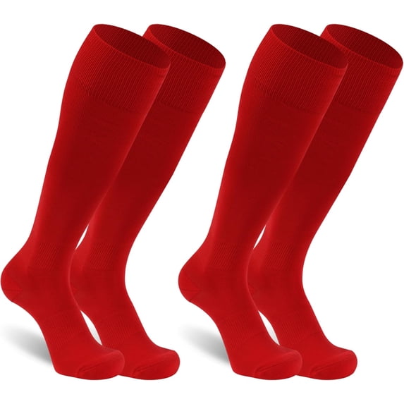 2 Pairs Unisex Soccer Socks, Knee High Solid Baseball Football Sports Team Socks