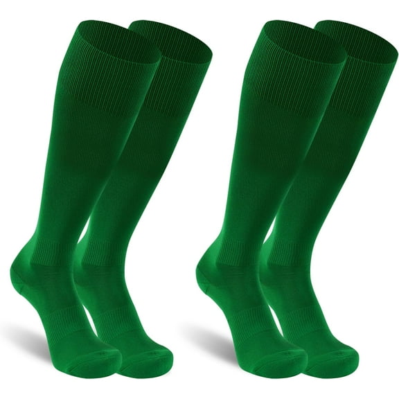 2 Pairs Unisex Soccer Socks, Knee High Solid Baseball Football Sports Team Socks