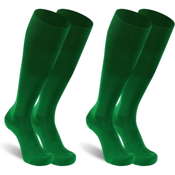 2 Pairs Unisex Soccer Socks, Knee High Solid Baseball Football Sports Team Socks