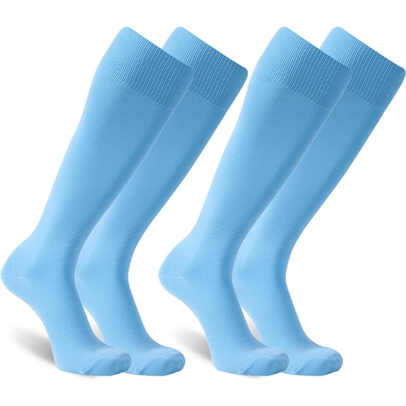 2 Pairs Unisex Soccer Socks, Knee High Solid Baseball Football Sports Team Socks