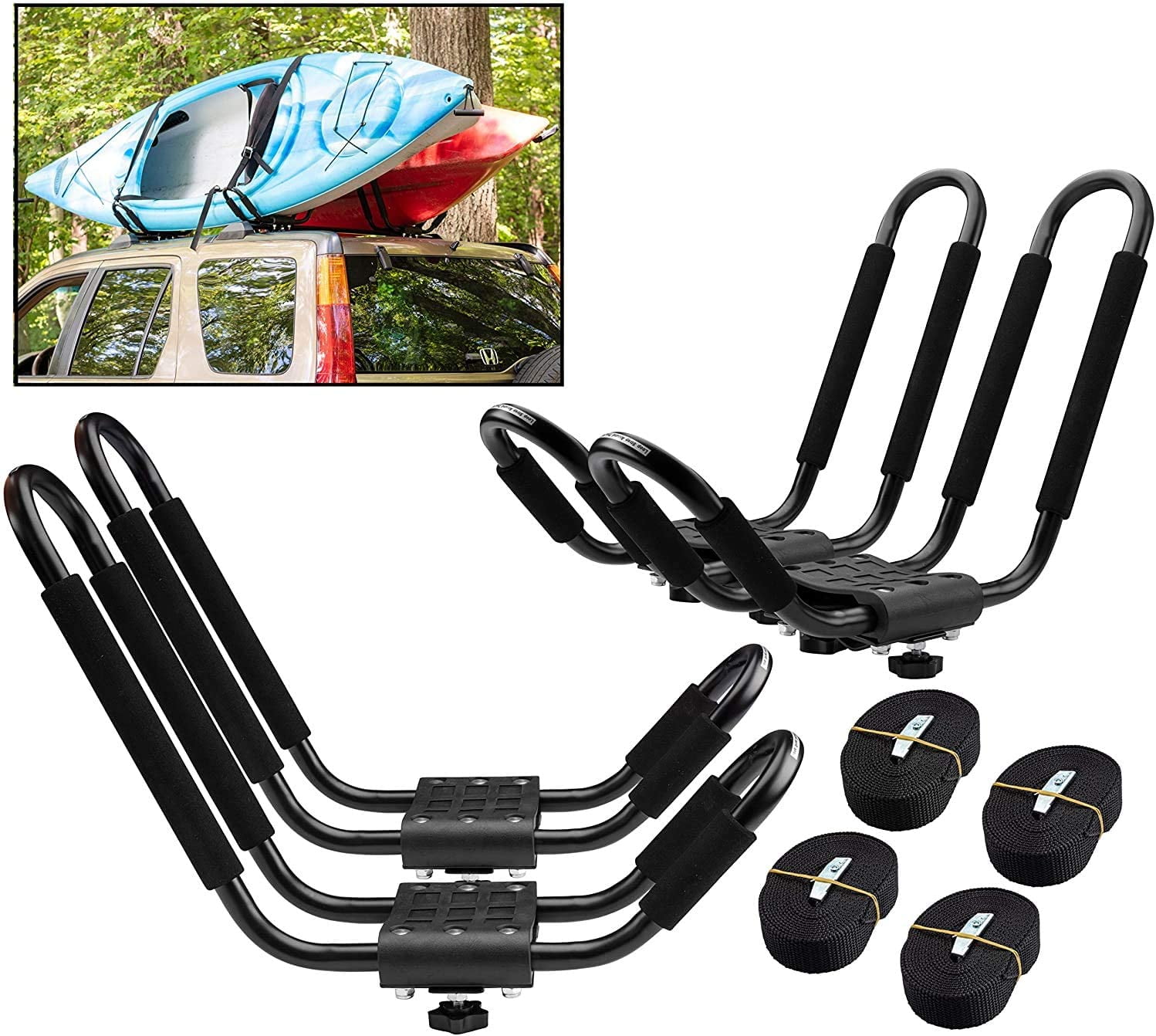 2 Pairs Universal Kayak Canoe Top Mount Carrier Roof Rack 150lbs Top
