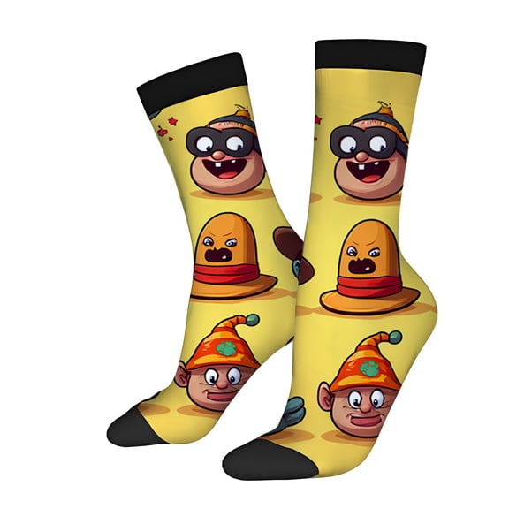 2 Pairs Vibrant Cartoon Character Socks with Exaggerated Expressions Unisex Trendy Mixed Color Design Perfect for All Seasons