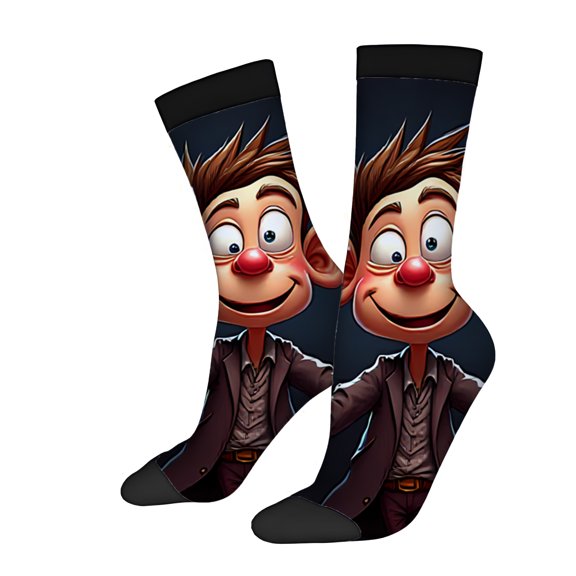 2 Pairs Vibrant Cartoon Character Socks with Large Ears - Unisex Trendy Mixed Color Design for All Seasons