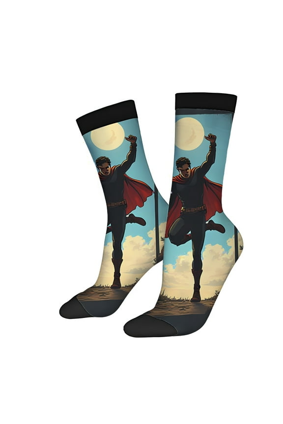 2 Pairs Vibrant Socks with Moon & Clouds - Unisex Trendy Mixed Color Design for All Seasons