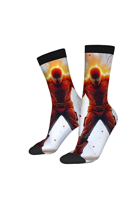 2 Pairs Vibrant Unisex Trendy Socks with Lightning Hand Design - Four Seasons Mixed Color Socks Energetic Pattern Black Toe Cuffs