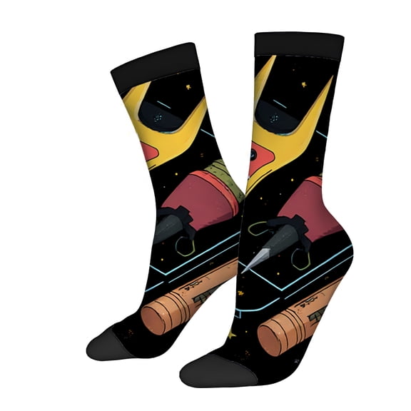 2 Pairs Vibrant Unisex Trendy Socks with Playful Hammer Design Colorful Mixed Patterns Perfect for All Seasons