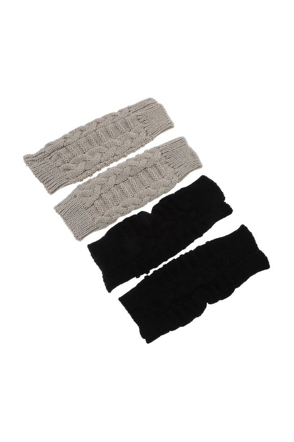 2 Pairs Warm Oversleeve Gloves Winter Knitted Elbow Decorate Manual Keep Women's Miss Knitting