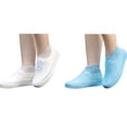 thumbnail image 1 of 2 Pairs of Waterproof Shoe Covers, Waterproof Silicone Rubber Shoe Covers for Rain, Non-Slip Easy-Handy Water Resistant Overshoes Outdoor Cycling Hiking Protectors Apply to Men, Women, Kids, 1 of 9