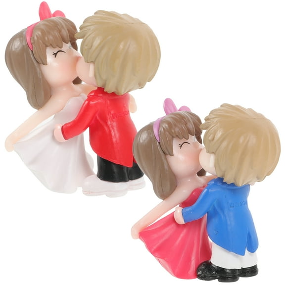 Clispeed 2Pairs Wedding Cake Topper Assorted Color Cake Lovers Decoration for Festive Events