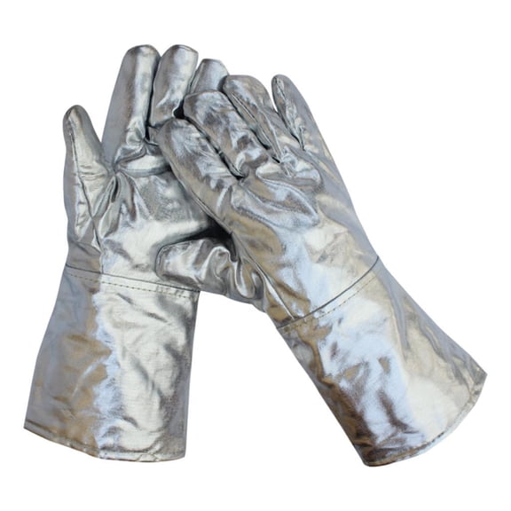2 Pairs Welding Gloves Safety Work Gloves Heat Resistant Glove with Insulation Aluminum Foil for Lab Home Kitchen
