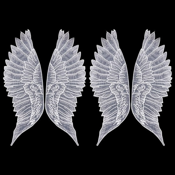 2 Pairs White Angel Wing Patch 19.76.1inch Large Wings Embroidred Applique Patches Polyester Sew On Feathers Appliques