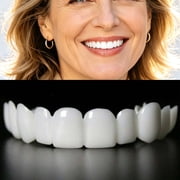 2 Pairs White Teeth Grillz Set, Top & Bottom Removable Plastic Ready Wear Pre-Made Instant Tooth Grills