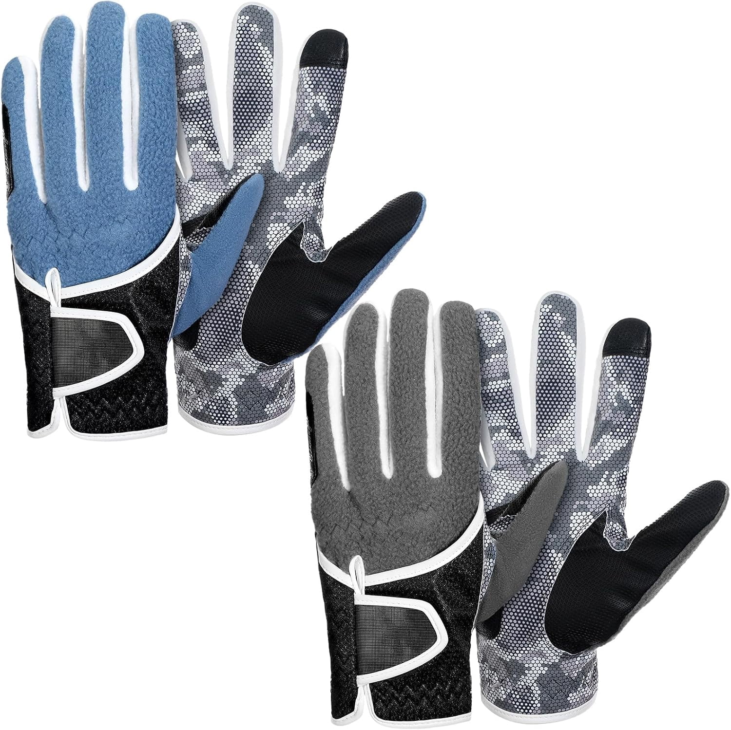 2 Pairs Winter Golf Gloves for Men Cold Weather Rain Golf Glove Large Adjustable Windproof Waterproof Thermal Soft Warm Fleece Golfing Gloves for Winter Golfing