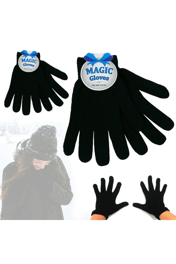 2 Pairs Winter Magic Gloves Classic Knit Warm Gloves Man Woman Teens Soft Black