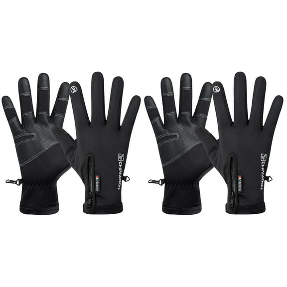 2 Pairs Winter Riding Gloves Warm Windproof Waterproof Bike Gloves Touch Screen Gloves Mountaineering Gloves for Men (Black, )