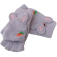 thumbnail image 1 of 2 Pairs Winter Warm Fingerless Gloves Velvet Gray 247mm Convertible Half ped 2 in 1 Mitten Soft Comfortable Handwear for Women Cold Weather Outdoor Activities Making DIY, 1 of 2