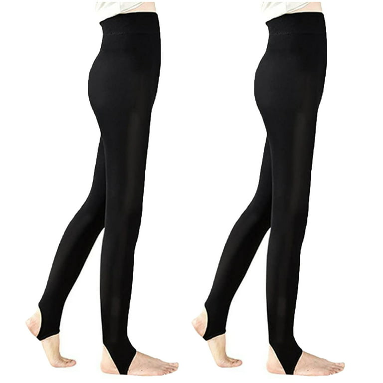 2 Pairs Winter Warm Fleece Lined Tights for Women Opaque High