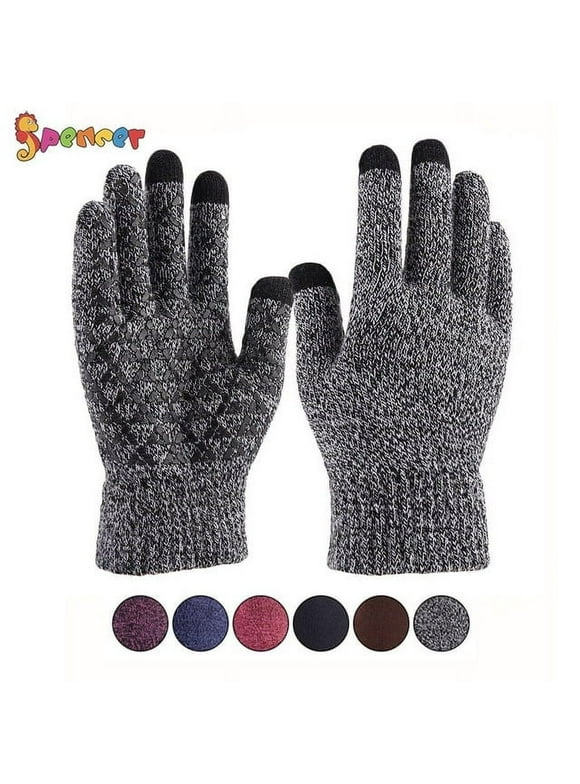 2 Pairs Winter Warm Texting Gloves for Women Men， Knit Gloves Touchscreen Anti-Slip Silicone Gel Thermal Soft Lining Elastic Cuff Texting Gloves "Gray，Women