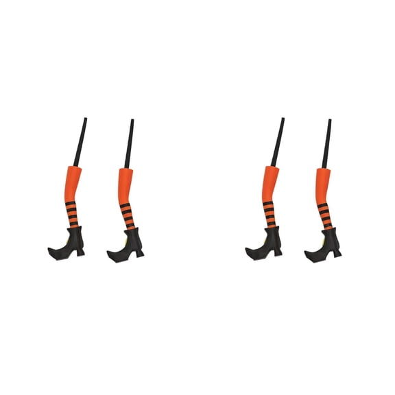 2 Pairs Witch Legs Flowerpot Decoration Durable for Courtyard Lawn, Halloween Atmosphere Decor, Striped Witch Feet Ornament Garden Stake,1.2x5.1 Inch