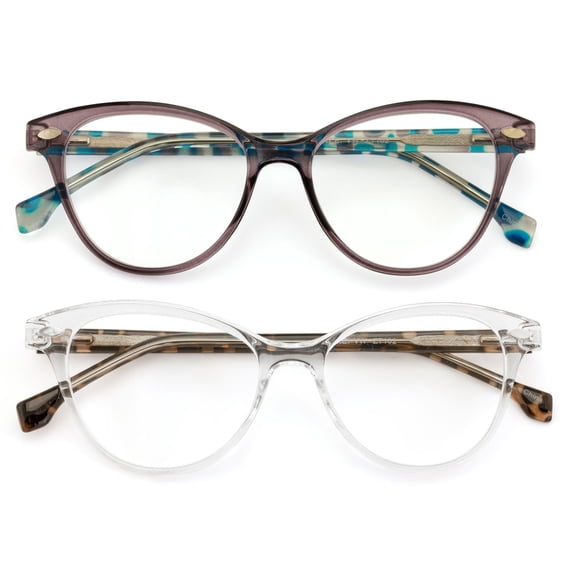2 Pairs Women 2 Tone Oval Tortoise Temple Optical Frame Fashion Reading Glasses Reader - ZT102 +1.75