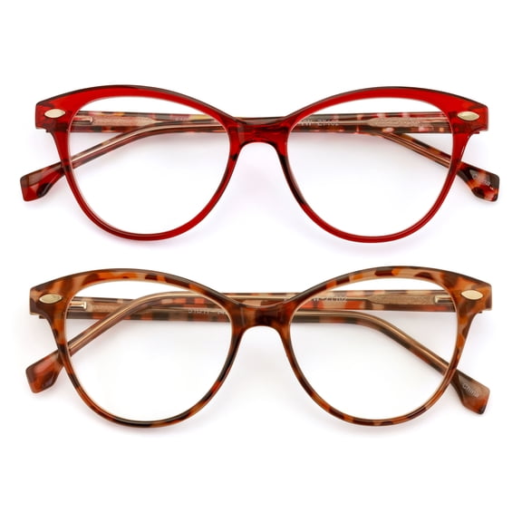 2 Pairs Women 2 Tone Oval Tortoise Temple Optical Frame Fashion Reading Glasses Reader - ZT102 +1.75
