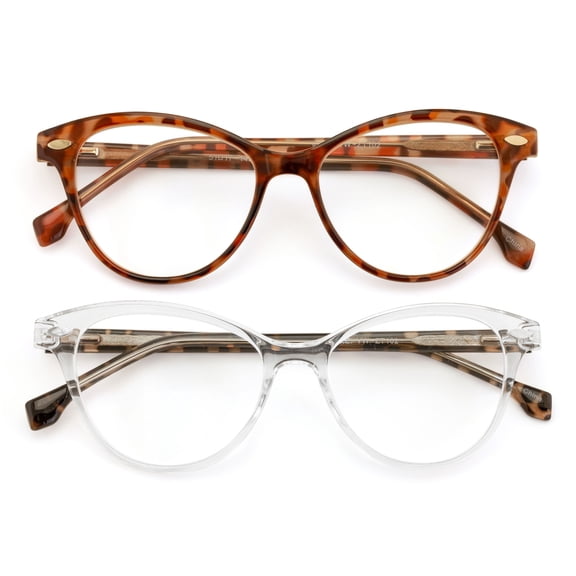 2 Pairs Women 2 Tone Oval Tortoise Temple Optical Frame Fashion Reading Glasses Reader - ZT102 +2.75