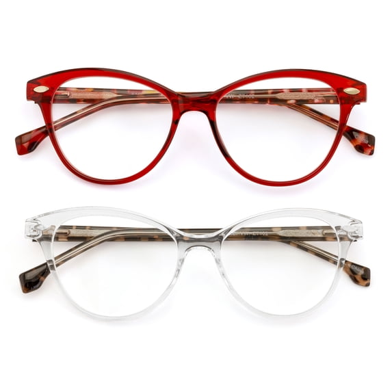 2 Pairs Women 2 Tone Oval Tortoise Temple Optical Frame Fashion Reading Glasses Reader - ZT102 +3.00