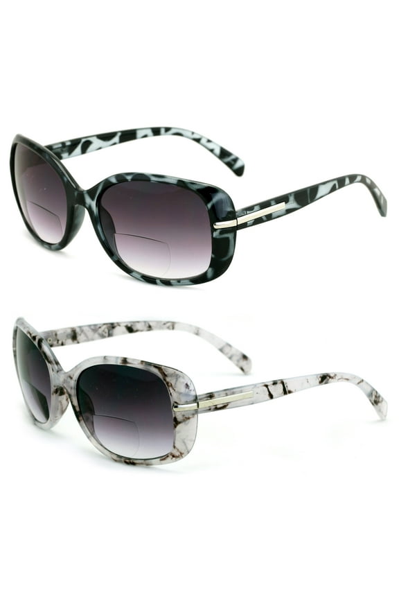 2 Pairs Women Bifocal Reading Sunglasses Outdoor Reader Glasses Leopard Bi-Focals +1.25