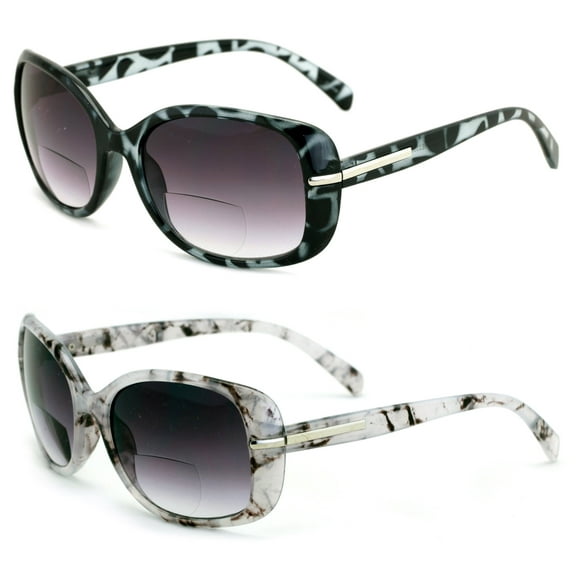 2 Pairs Women Bifocal Reading Sunglasses Outdoor Reader Glasses Leopard Bi-Focals  2.50