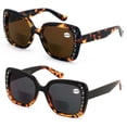 thumbnail image 1 of 2 Pairs Women Bifocal Sunglasses Rhinestones Outdoor UV Protection Reading Glasses Butterfly Elegance 106 +2.25, 1 of 4