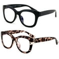 thumbnail image 1 of 2 Pairs Women Bold Round Reading Glasses - Blue Light Blocking Readers +3.00, 1 of 5
