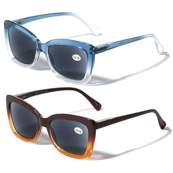 2 Pairs Women Butterfly Outdoor Reading SunGlasses - Tinted UV Protection Readers Glasses +1.50