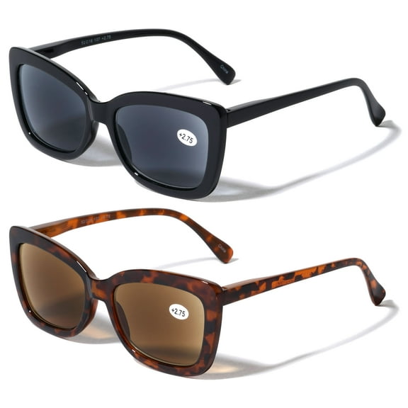2 Pairs Women Butterfly Outdoor Reading SunGlasses - Tinted UV Protection Readers Glasses  2.50