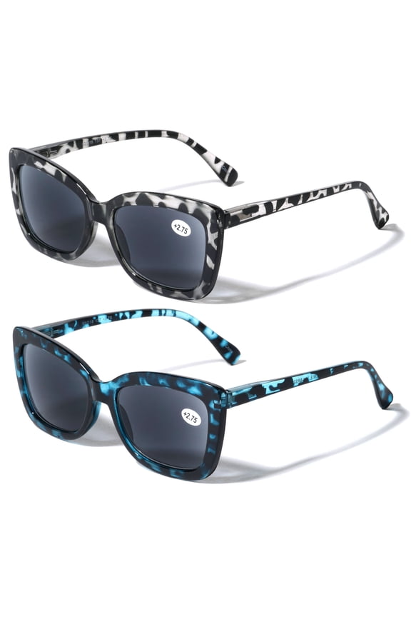 2 Pairs Women Butterfly Outdoor Reading SunGlasses - Tinted UV Protection Readers Glasses +2.50