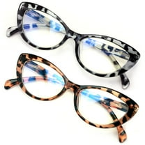 2 Pairs Women Cateye Glasses Reading Readers Anti Blue Light UV Eye Protection Leopard  2.00