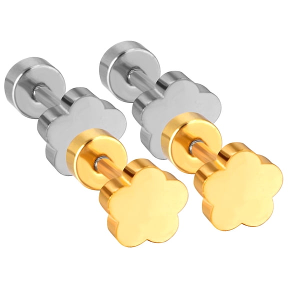 YEAHIBABY Minimalist Flower Ear Studs for Women Made of Stainless Steel Assorted Color Lightweight and Comfortable 2 Pairs