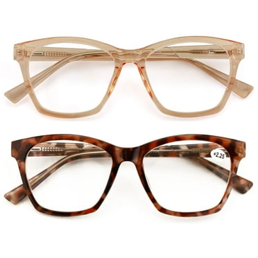 2 Pairs Women Large Translucent Optical Frame Reading Glasses - Clear Lens Fashion Reader ZT104 +1.50