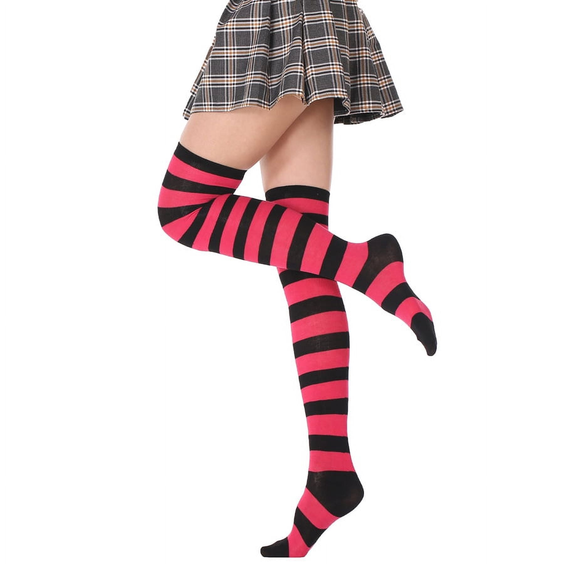 Women's Long Stripe Over-the-Knee Socks – Knit Cable Thigh High Stockings