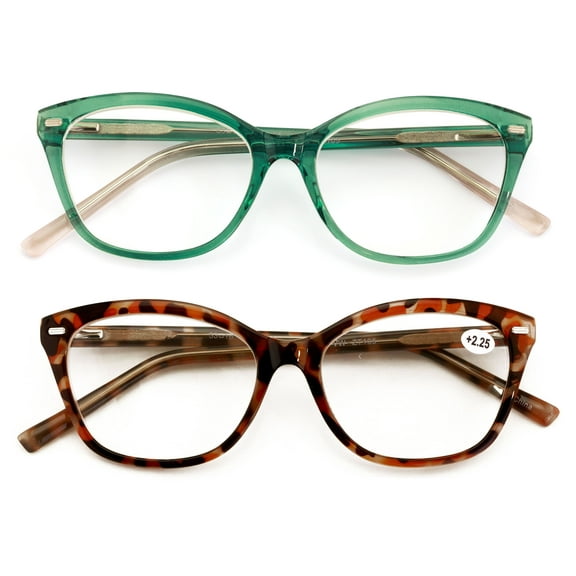 2 Pairs Women Optical Frame Translucent Fashion Reading Glasses - Clear Lens Reader ZT105 +1.25