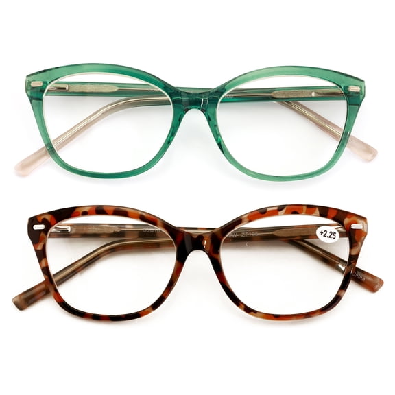 2 Pairs Women Optical Frame Translucent Fashion Reading Glasses - Clear Lens Reader ZT105 +1.75