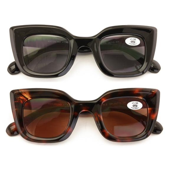 2 Pairs Women Outdoor Sunglasses Oversized Square Cateye Bold