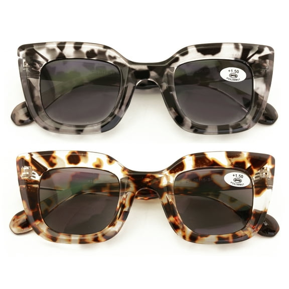 2 Pairs Women Outdoor Sunglasses Oversized Square Cateye Bold