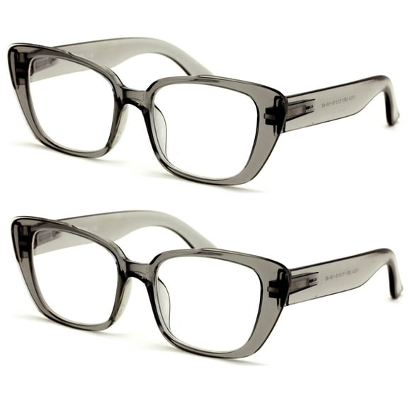 2 Pairs Women Oversize Transparent Reading Glasses - Spring Hinge Reader 7024 +2.50