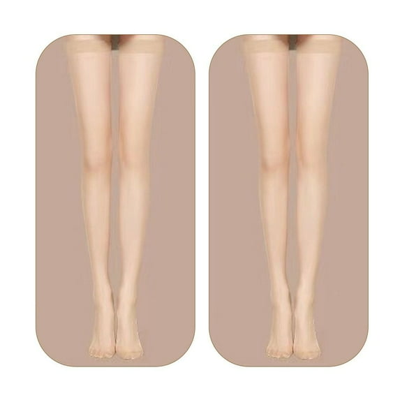 2 Pairs Women Sexy Glossy Ultra Thin Appear Slim Long Socks Thigh High Stockings Thigh Knee Socks Silk Socks NUDE