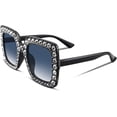 thumbnail image 1 of 2 Pairs Women Sparkling Crystal Sunglasses Oversized Square Thick Frame B2283, 1 of 11
